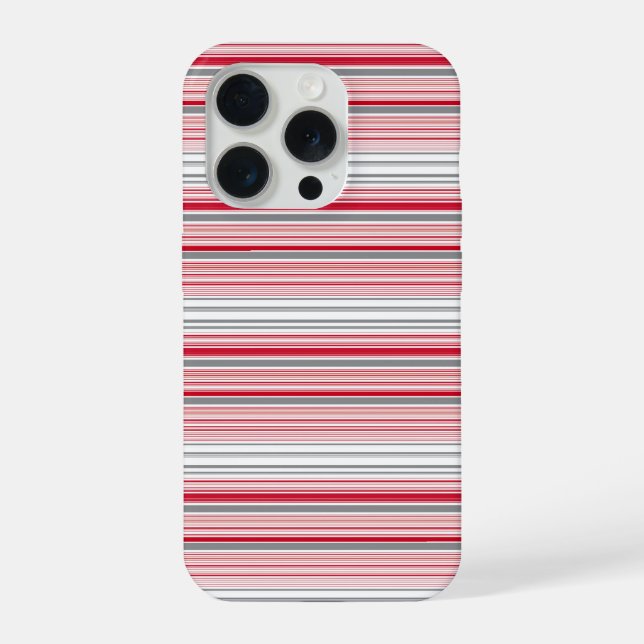 Cute gray red stripes iPhone case (Back)