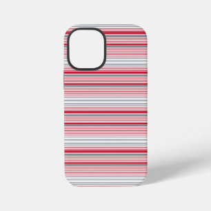 Cute gray red stripes iPhone 12 mini case