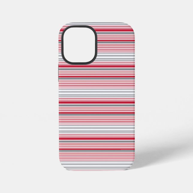 Cute gray red stripes iPhone case (Back)