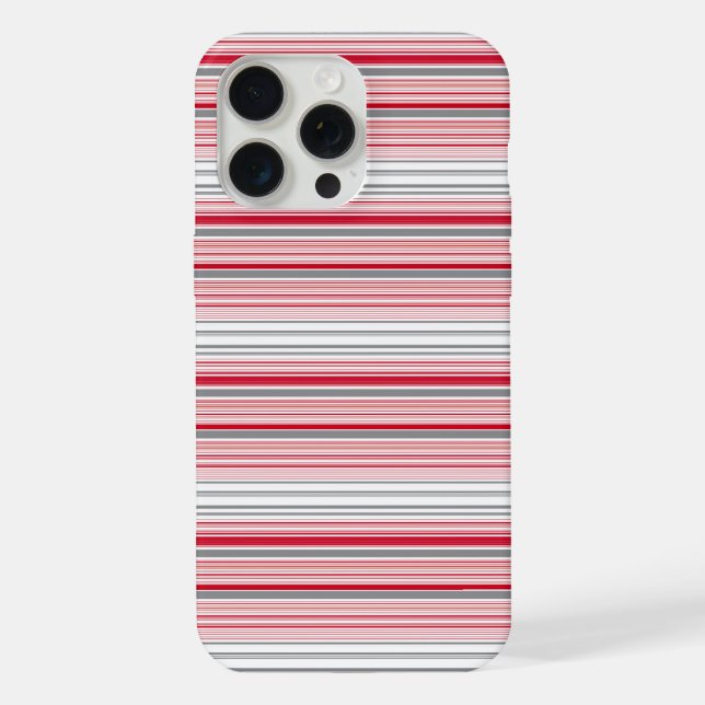 Cute gray red stripes iPhone case (Back)