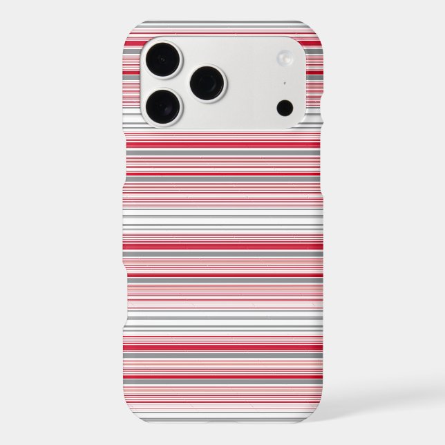 Cute gray red stripes iPhone case (Back)