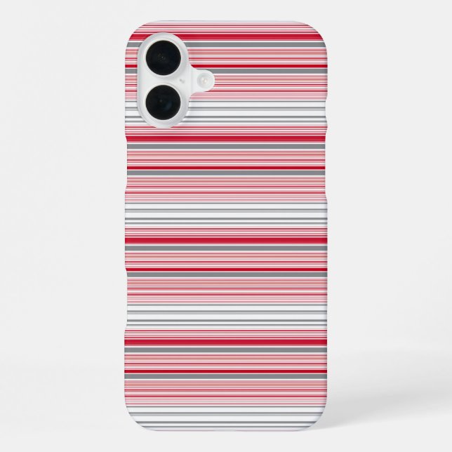Cute gray red stripes iPhone case (Back)