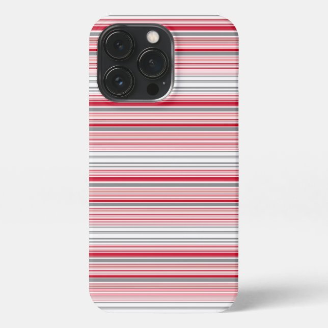 Cute gray red stripes iPhone case (Back)