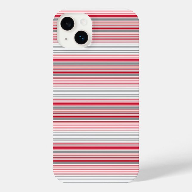 Cute gray red stripes iPhone case (Back)