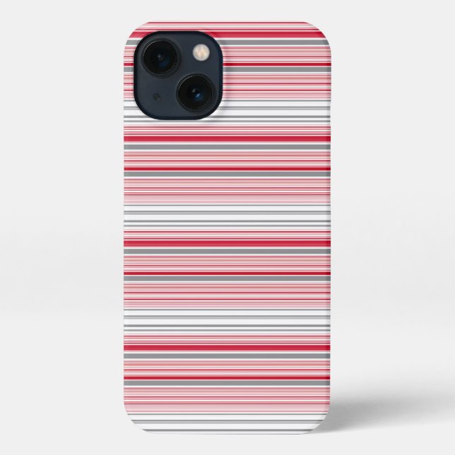 Cute gray red stripes iPhone case (Back)