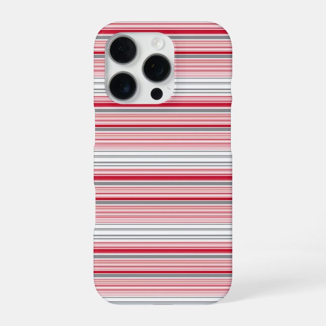 Cute gray red stripes iPhone case (Back)