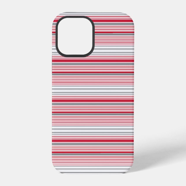 Cute gray red stripes iPhone case (Back)