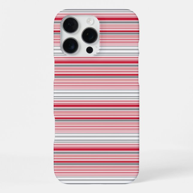 Cute gray red stripes iPhone case (Back)