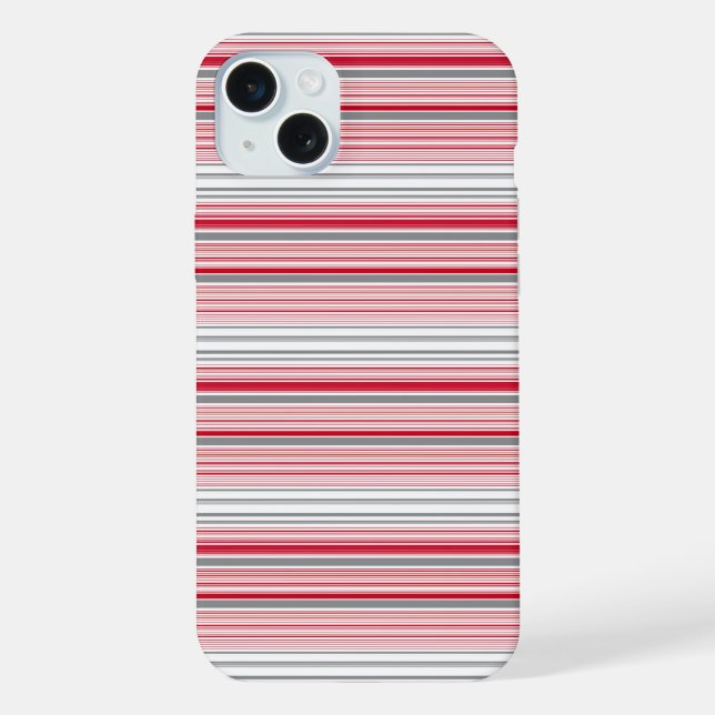 Cute gray red stripes iPhone case (Back)