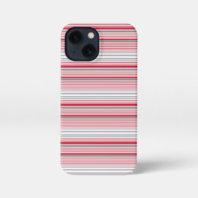 Cute gray red stripes iPhone case (Back)