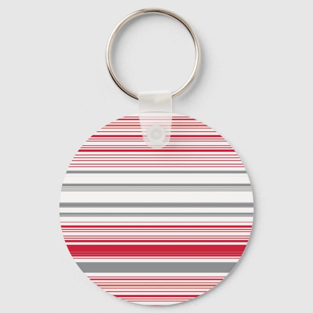 Cute gray red stripes keychain (Front)