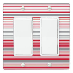 Cute gray red stripes light switch cover