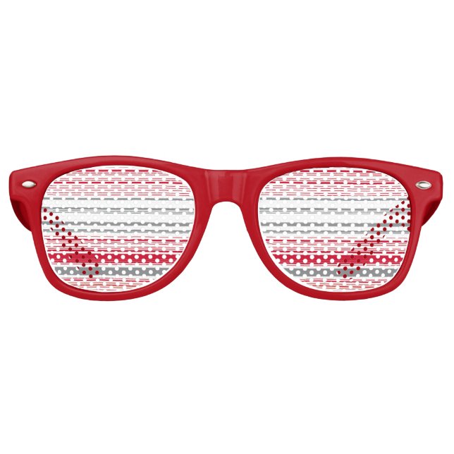 Cute gray red stripes retro sunglasses (Front)