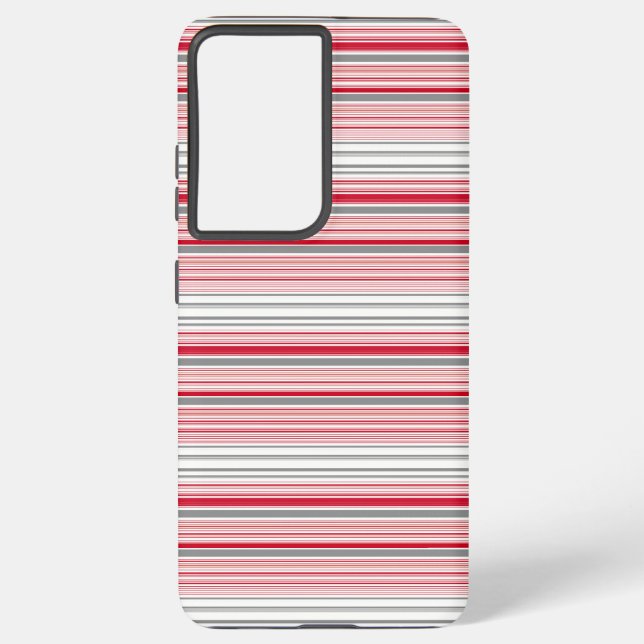 Cute gray red stripes samsung galaxy case (Back)