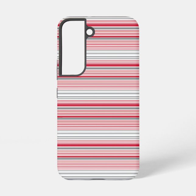 Cute gray red stripes samsung galaxy case (Back)