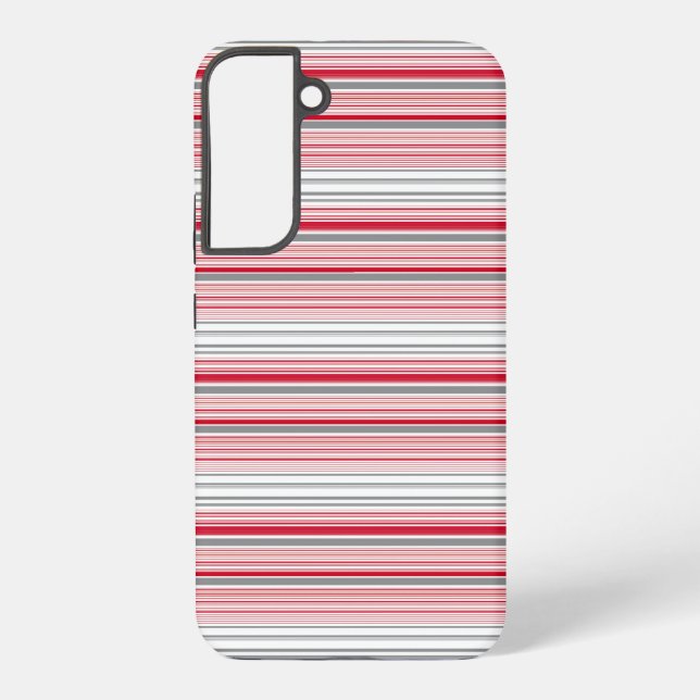 Cute gray red stripes samsung galaxy case (Back)