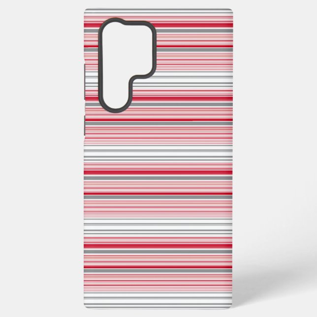 Cute gray red stripes samsung galaxy case (Back)