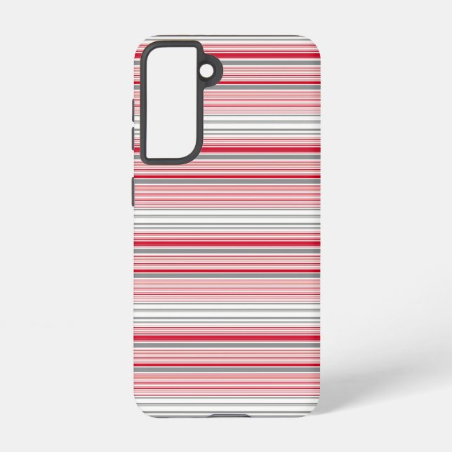 Cute gray red stripes samsung galaxy case (Back)