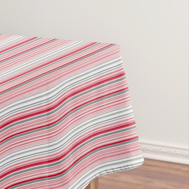 Cute gray red stripes tablecloth (In Situ)