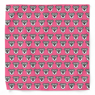 Cute Gray Schnauzer Dog Pink Pattern Bandana