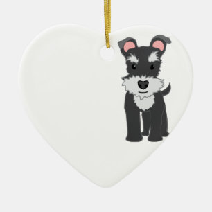 Cute gray schnauzer puppy ceramic ornament
