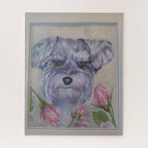 Cute Gray Schnauzer Puppy Jigsaw Puzzle