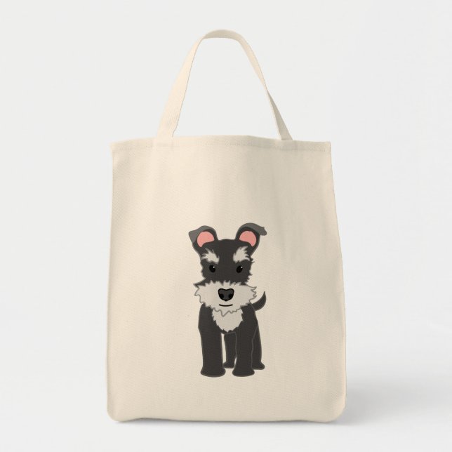 Cute gray schnauzer puppy tote bag (Front)