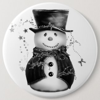 Cute Gray Snowman Christmas Button