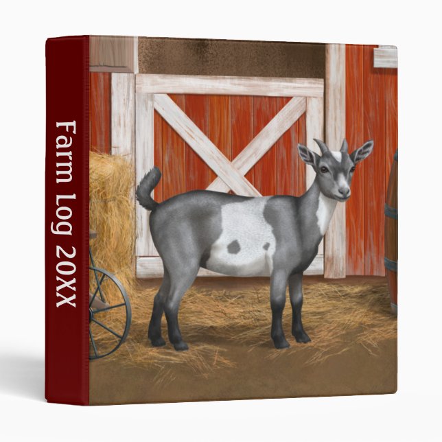 Cute Gray Spotted Goat 3 Ring Binder (Front/Spine)