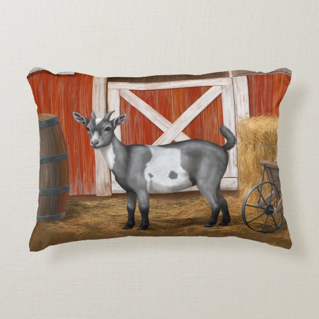 Cute Gray Spotted Goat Accent Pillow (Front)