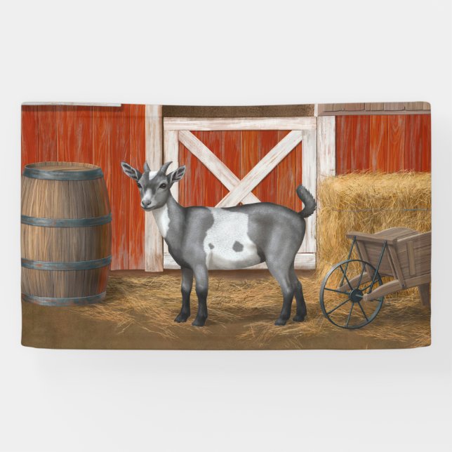 Cute Gray Spotted Goat Banner (Horizontal)