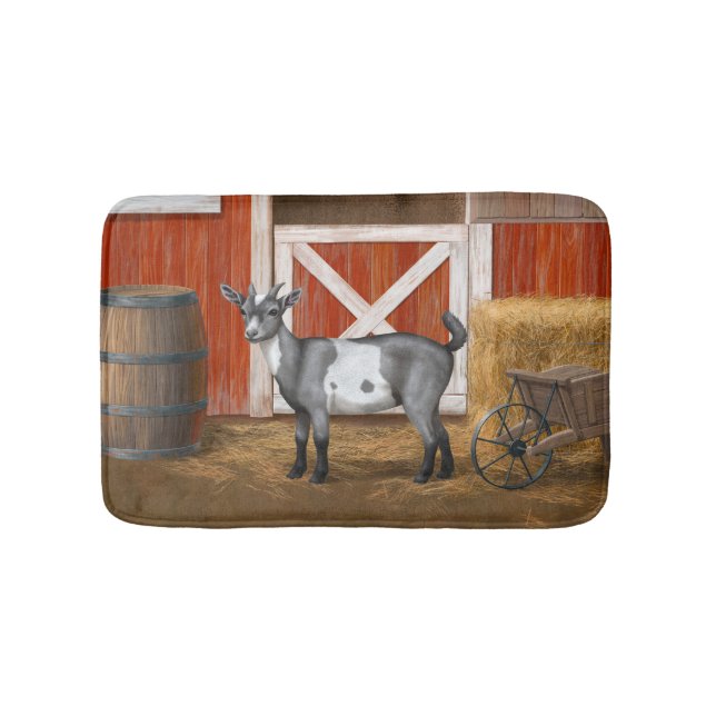 Cute Gray Spotted Goat Bath Mat (Front)