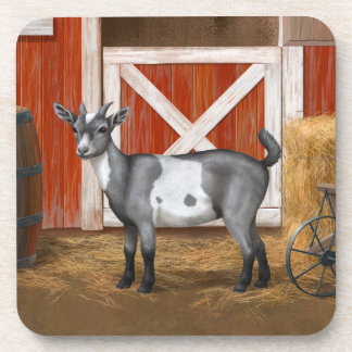 Cute Gray Spotted Goat Beverage Coaster