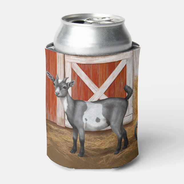 Cute Gray Spotted Goat Can Cooler (Can Front)