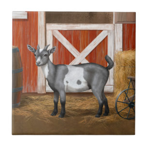 Cute Gray Spotted Goat Ceramic Tile