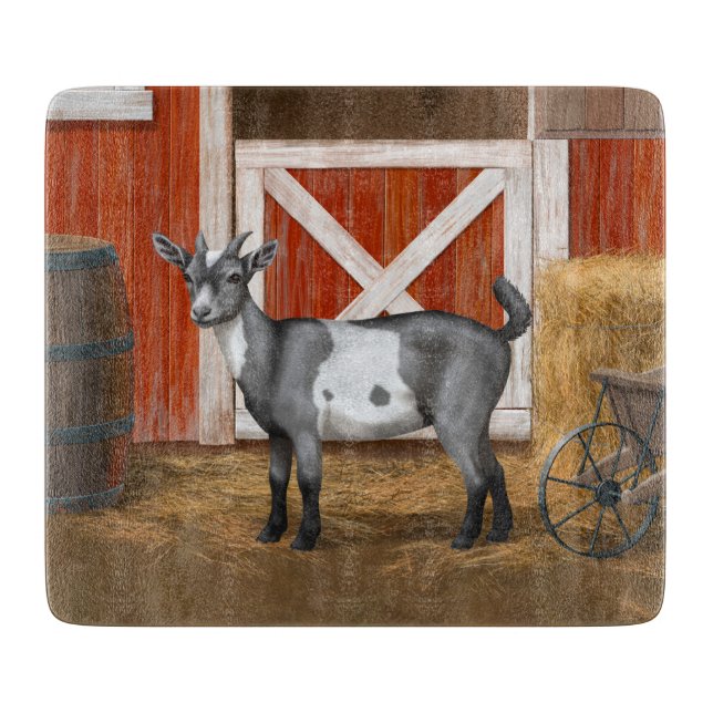 Cute Gray Spotted Goat Cutting Board (Front)