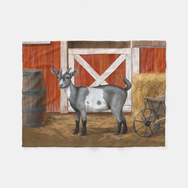 Cute Gray Spotted Goat Fleece Blanket (Front (Horizontal))