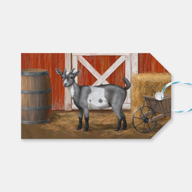 Cute Gray Spotted Goat Gift Tags (Front (Horizontal))