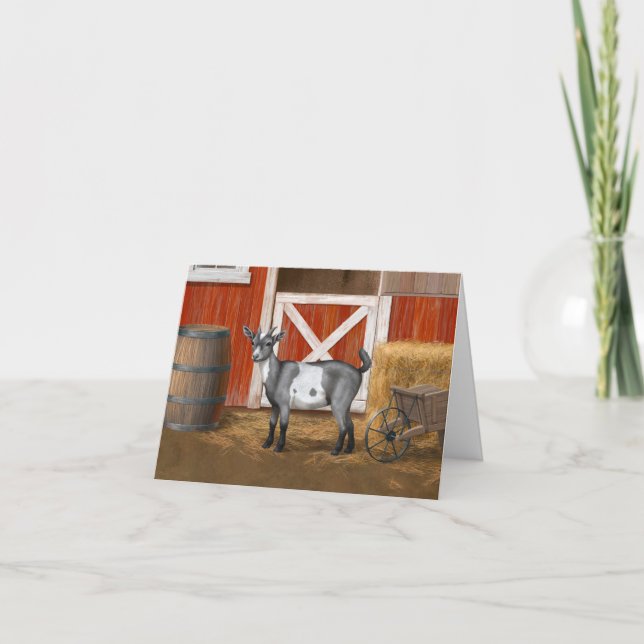 Cute Gray Spotted Goat Holiday Card (Front)