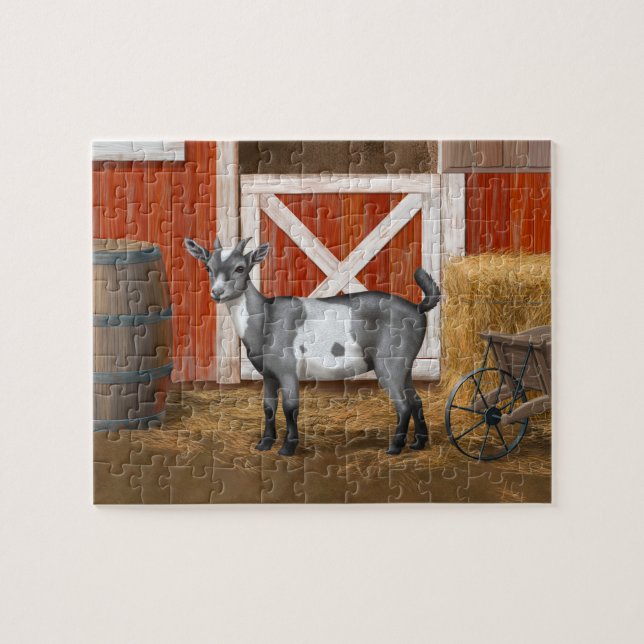 Cute Gray Spotted Goat Jigsaw Puzzle (Horizontal)