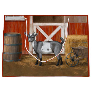 Cute Gray Spotted Goat Large Gift Bag