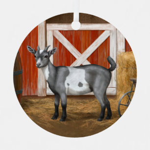 Cute Gray Spotted Goat Metal Ornament