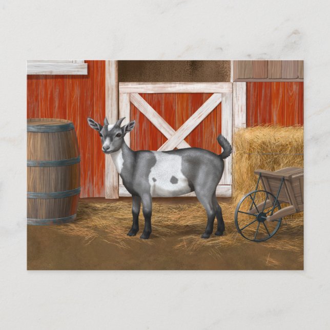 Cute Gray Spotted Goat Postcard (Front)
