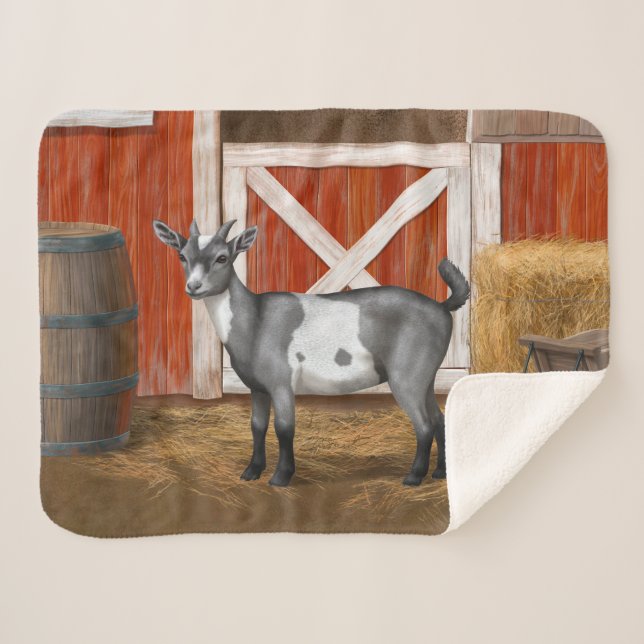 Cute Gray Spotted Goat Sherpa Blanket (Front (Horizontal))