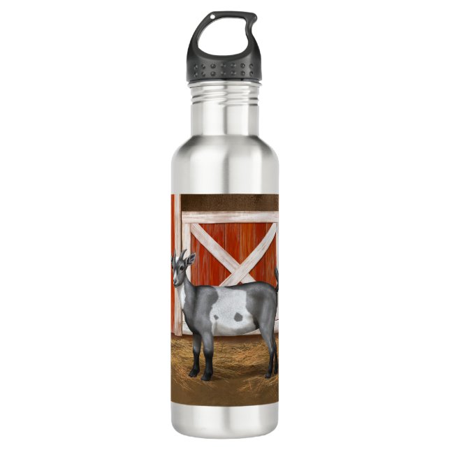 Cute Gray Spotted Goat Stainless Steel Water Bottle (Front)