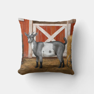 Cute Gray Spotted Goat Throw Pillow