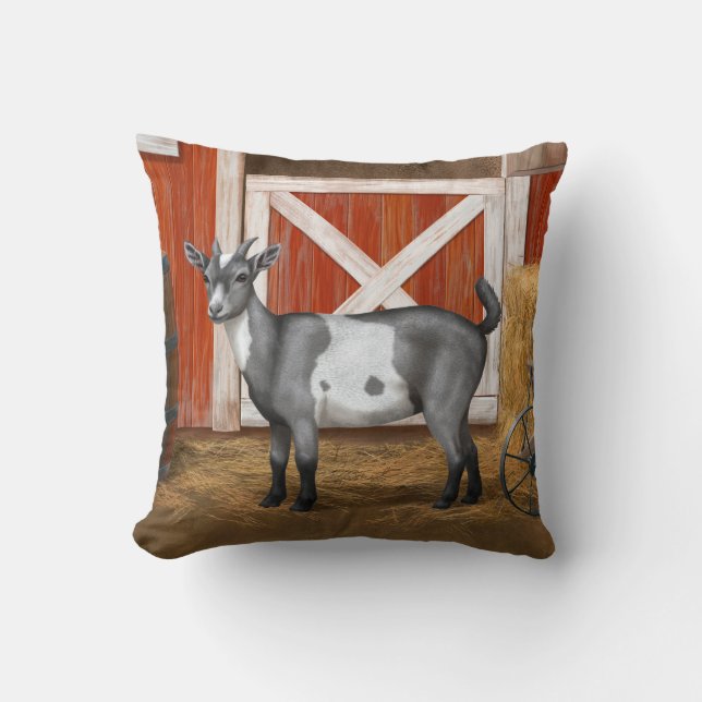 Cute Gray Spotted Goat Throw Pillow (Front)