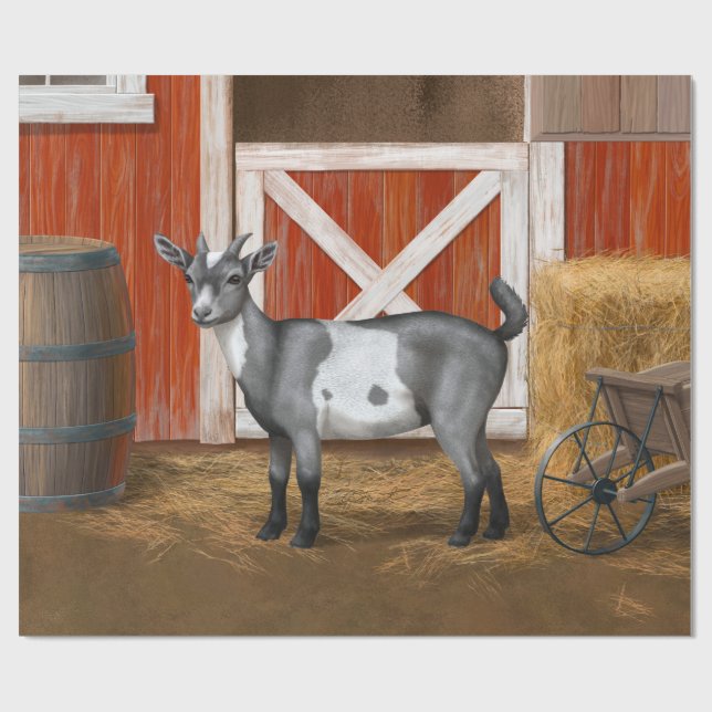 Cute Gray Spotted Goat Wrapping Paper (Flat)