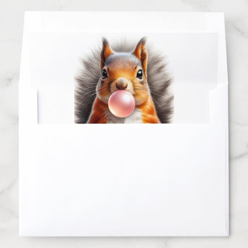 Cute Gray Squirrel Blowing Bubbles Gum  Envelope Liner