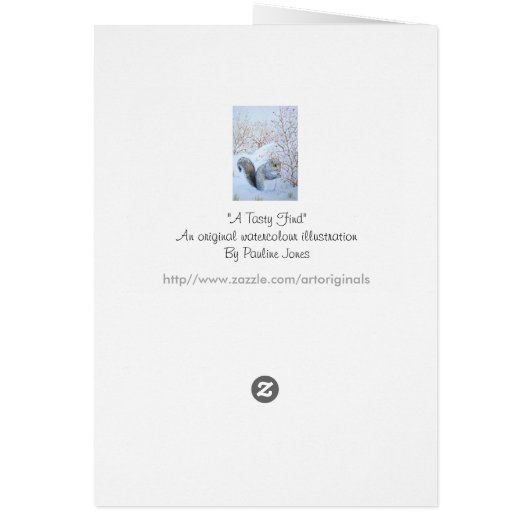 Cute gray squirrel snow scene verse for christmas (Back)